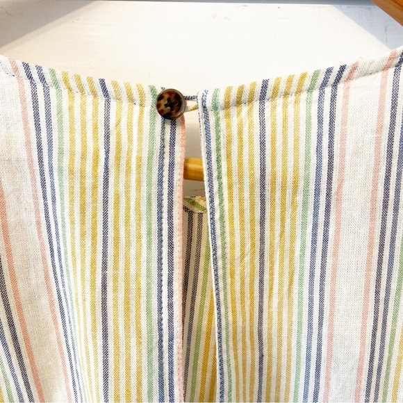 Marine Layer Laney Beachy Stripe Linen Blend Dress W/ Braided Waist Rope Medium - Picture 9 of 12